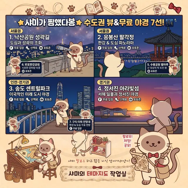 샤미가 찜했다옹! 수도권 무료 야경 7곳 인포그래픽