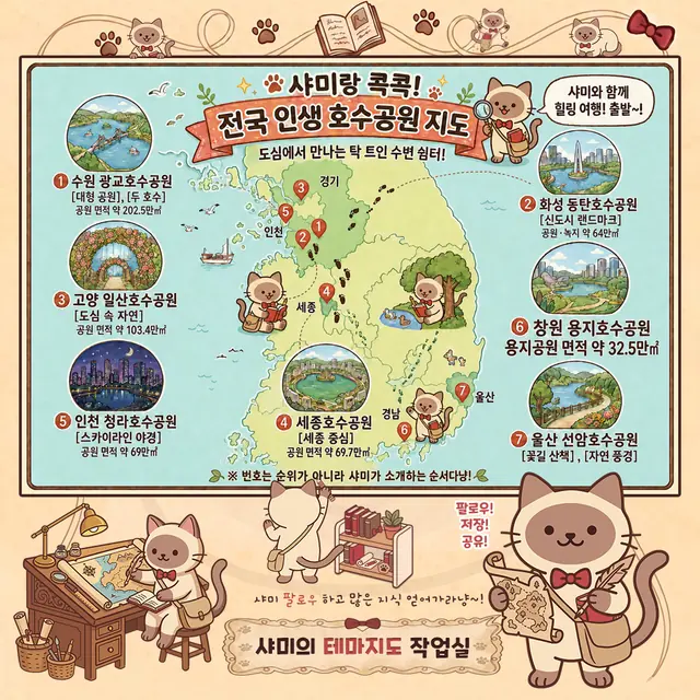 물빛 따라 한 바퀴! 전국 인생 호수공원 인포그래픽