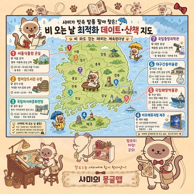 비 오는 날 데이트·산책 지도 인포그래픽