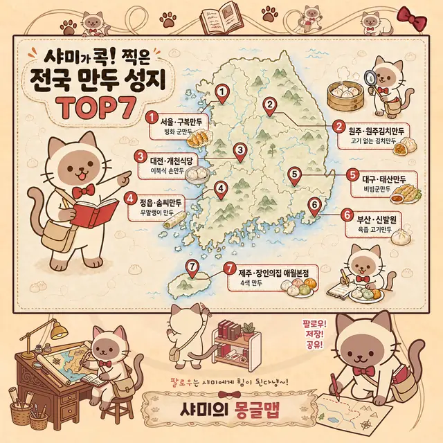 한입에 쏙! 전국 만두 성지 7곳 인포그래픽
