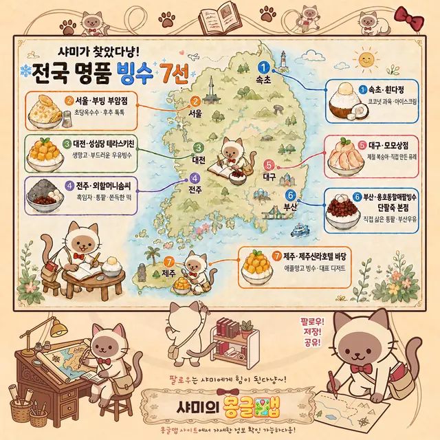 무더위 싹! 전국 시그니처 빙수 7선 인포그래픽