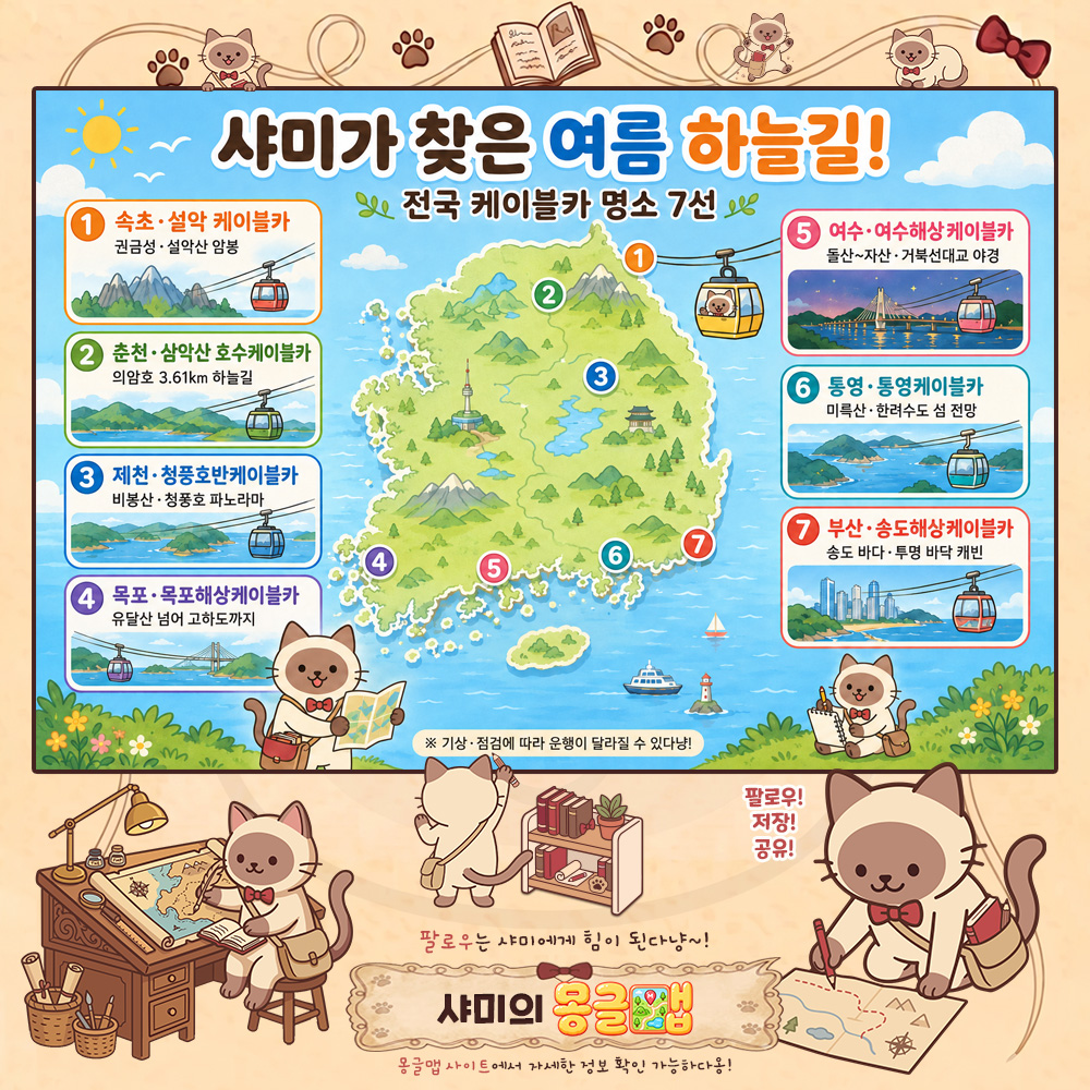 샤미가 찾은 여름 하늘길 테마지도