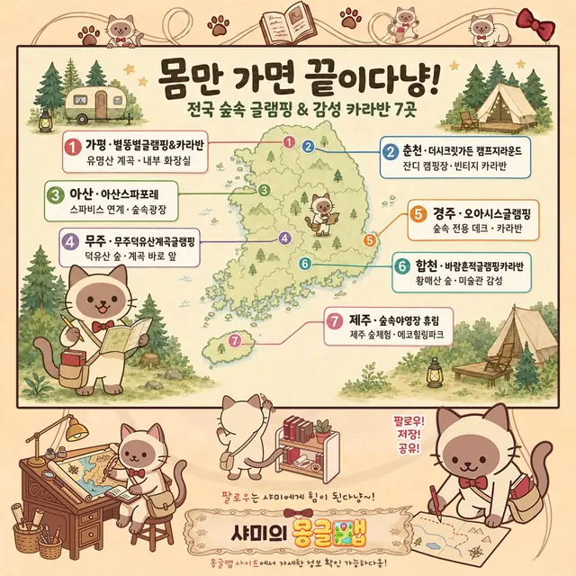 몸만 가면 끝! 전국 숲속 글램핑 & 감성 카라반 인포그래픽