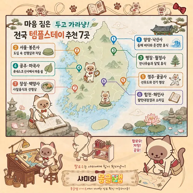 복잡한 마음을 비우는 전국 템플스테이 인포그래픽