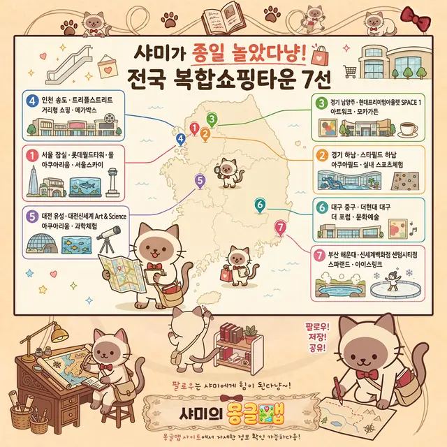 하루 종일 놀기 좋은 전국 복합쇼핑타운 7선 인포그래픽