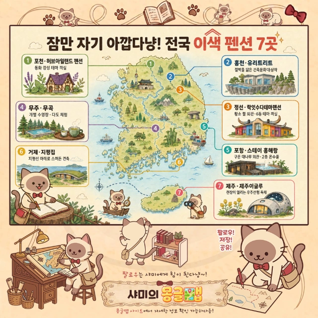 잠만 자기 아깝다냥! 전국 이색 펜션 7곳 인포그래픽