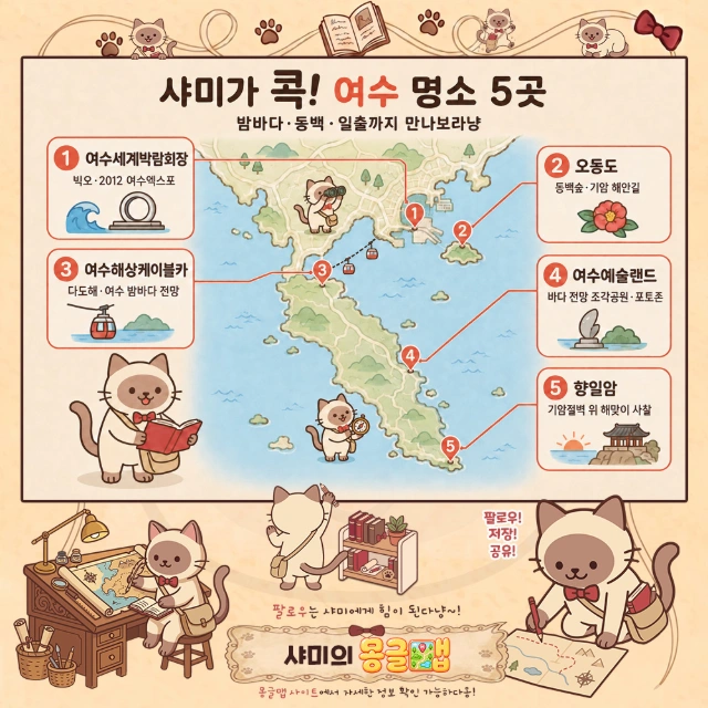 밤바다·동백·일출까지! 여수 명소 7픽 인포그래픽