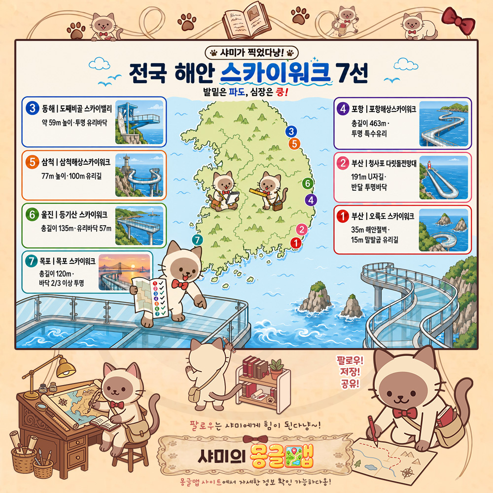발밑은 파도, 심장은 쿵! 전국 해안 스카이워크 7선 테마지도