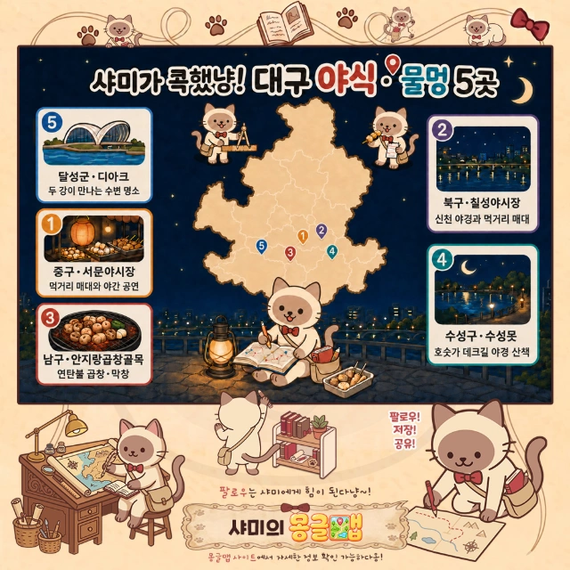 대구 밤도깨비 7곳! 야식 먹고 물멍 갈래냥? 인포그래픽