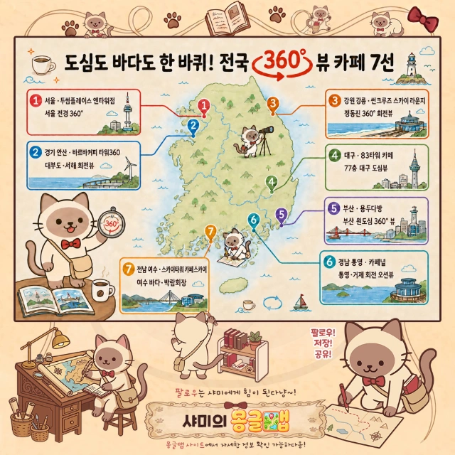 도심도 바다도 한 바퀴! 전국 360° 뷰 카페 7선 인포그래픽