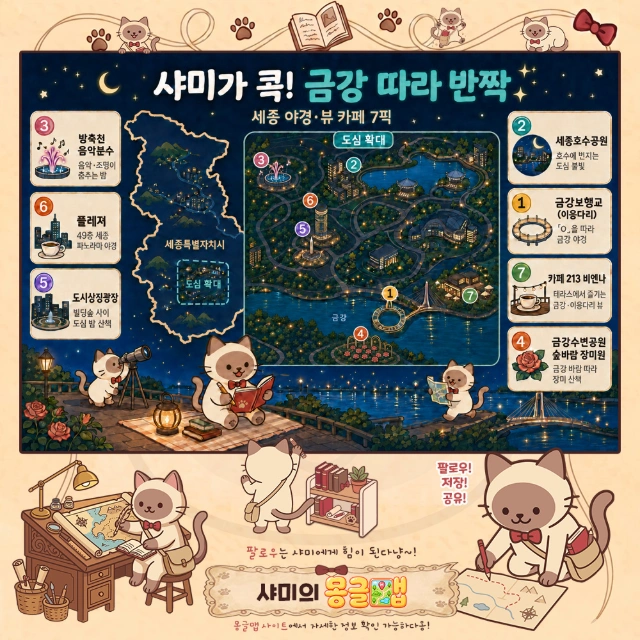 금강 따라 반짝! 세종 야경 산책·뷰 카페 7픽 인포그래픽