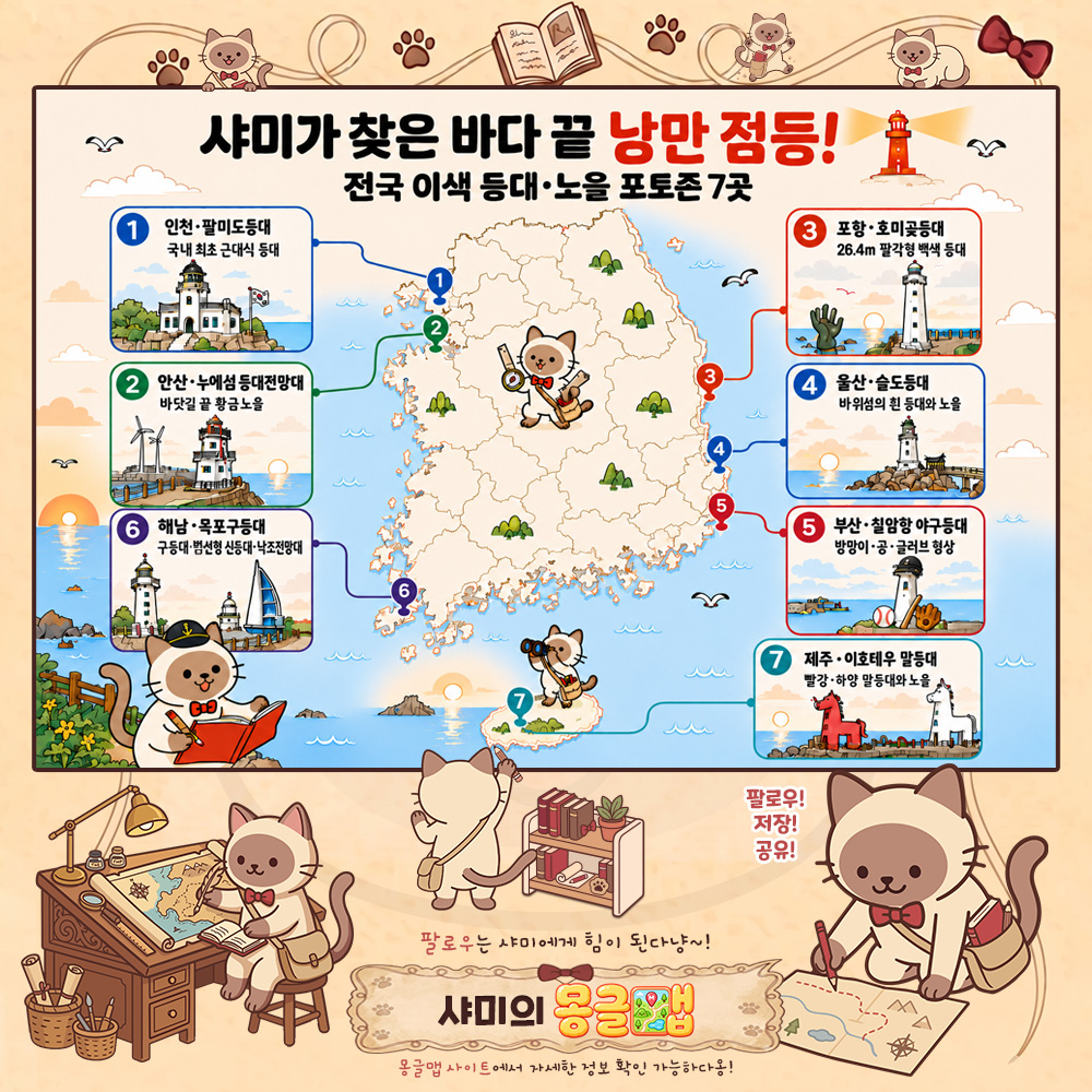바다 끝 낭만 점등! 전국 이색 등대·노을 포토존 7곳 테마지도