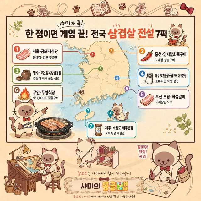 한 점이면 게임 끝! 전국 삼겹살 전설 7픽 인포그래픽