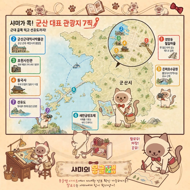 근대 골목 찍고 선유도까지! 군산 대표 관광지 7픽 인포그래픽