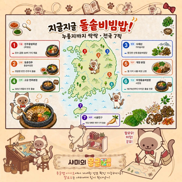 지글지글 돌솥비빔밥! 누룽지까지 싹싹 전국 7픽 인포그래픽