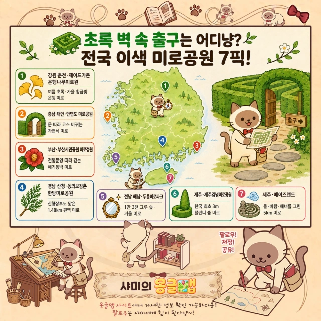 초록 벽 속 출구는 어디냥? 전국 이색 미로공원 7픽! 인포그래픽