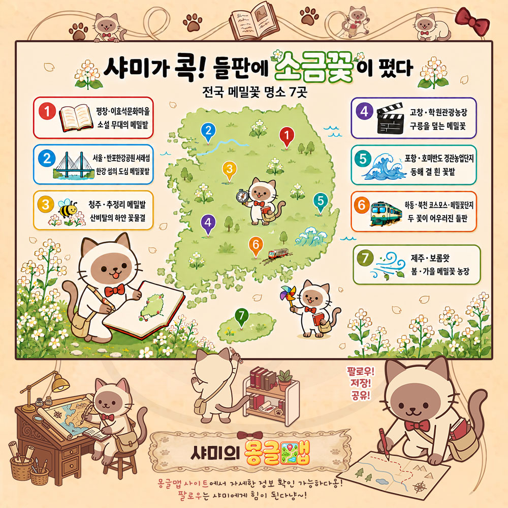 가을 들판에 소금꽃이 폈다! 전국 메밀꽃 명소 7픽 테마지도