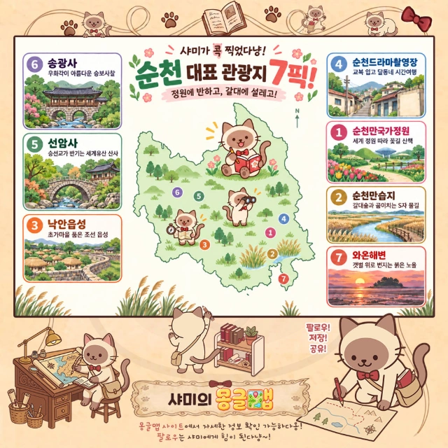 정원에 반하고, 갈대에 설레고! 순천 대표 관광지 7픽! 인포그래픽