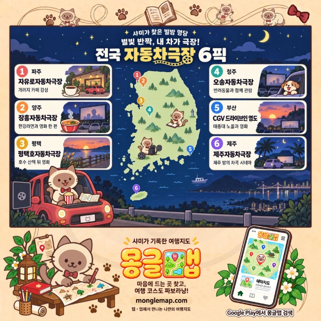 별빛 반짝, 내 차가 극장! 전국 자동차극장 6픽 인포그래픽