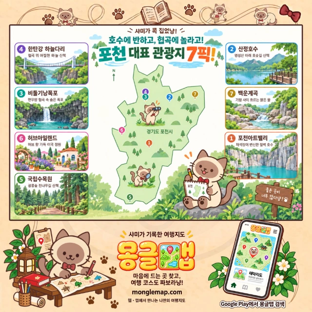 호수에 반하고, 협곡에 놀라고! 포천 대표 관광지 7픽! 인포그래픽