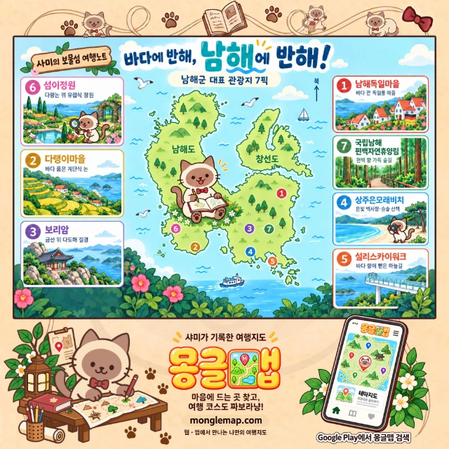 바다에 반해, 남해에 반해! 남해군 대표 관광지 7픽 인포그래픽
