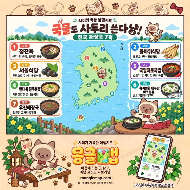 국물도 사투리 쓴다냥! 전국 해장국 7픽 인포그래픽
