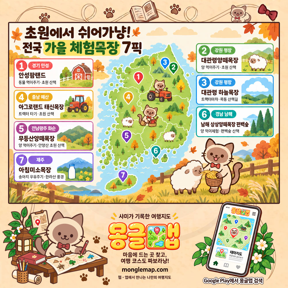 초원에서 쉬어가냥! 전국 가을 체험목장 7픽 테마지도