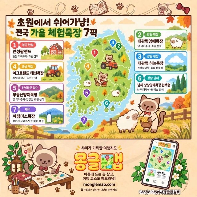 초원에서 쉬어가냥! 전국 가을 체험목장 7픽 인포그래픽
