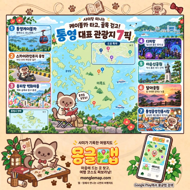 케이블카 타고, 골목 걷고! 통영 대표 관광지 7픽 인포그래픽