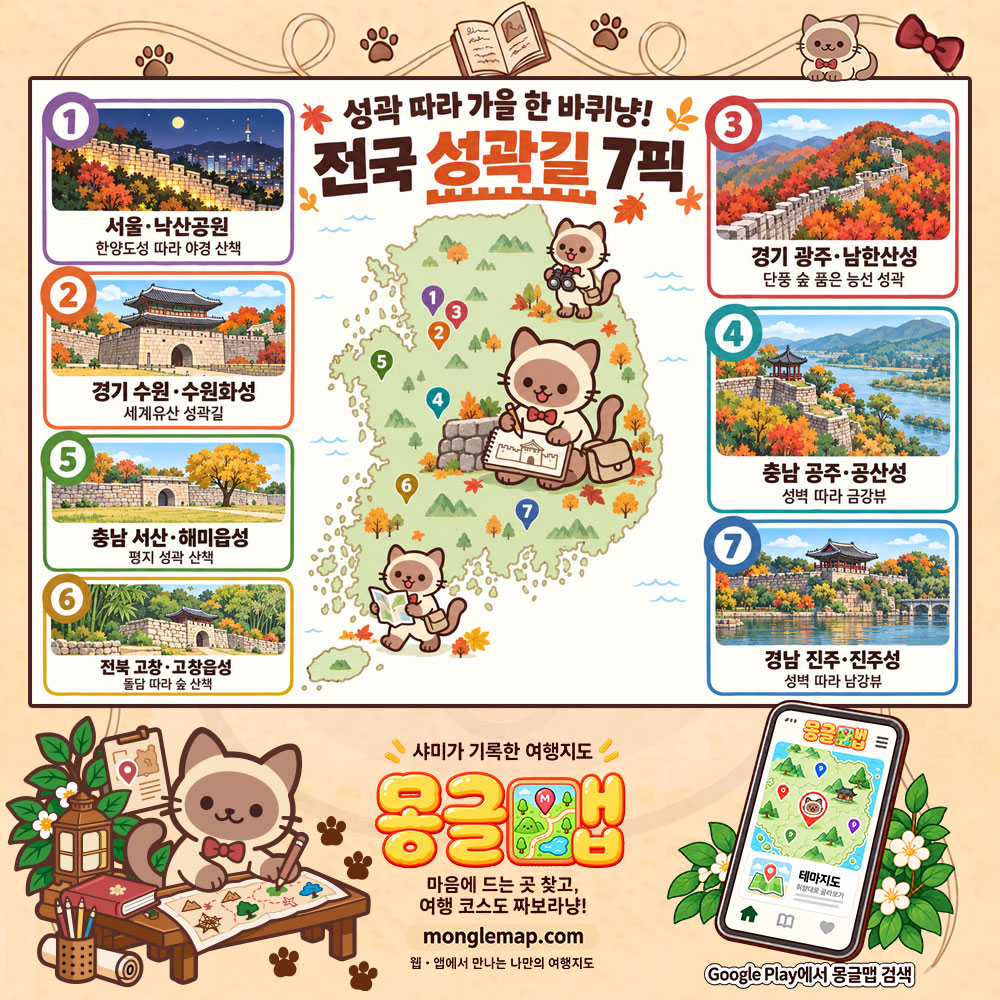성곽 따라 가을 한 바퀴냥! 전국 성곽길 7픽 테마지도