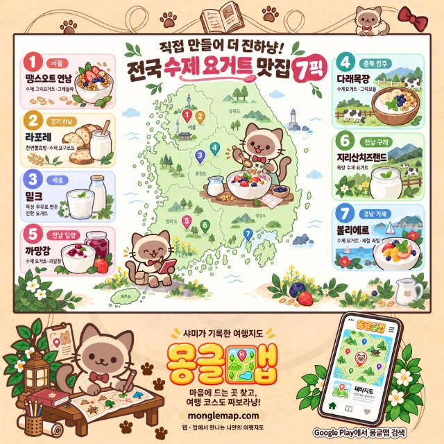직접 만들어 더 진하냥! 전국 수제 요거트 맛집 7픽 인포그래픽