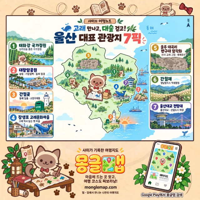 고래 만나고, 대숲 걷고! 울산 대표 관광지 7픽 인포그래픽