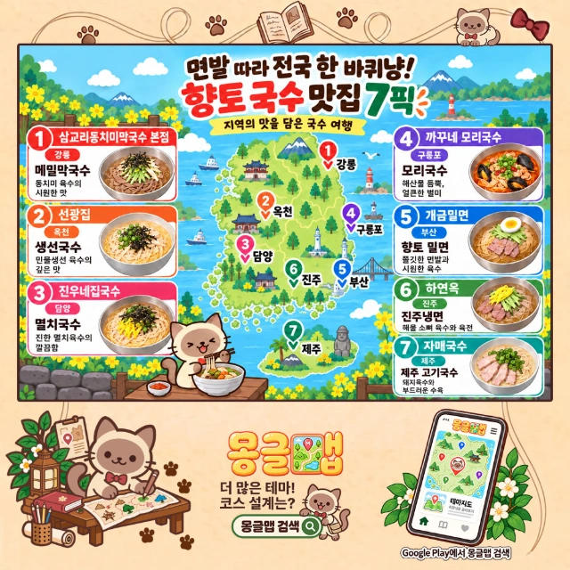 면발 따라 전국 한 바퀴냥! 향토 국수 맛집 7픽 인포그래픽