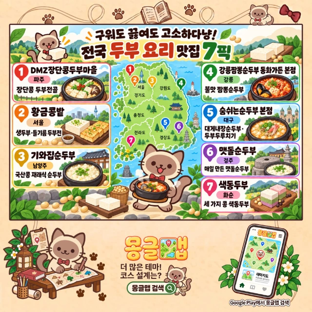 구워도 끓여도 고소하다냥! 전국 두부 요리 맛집 7픽 인포그래픽
