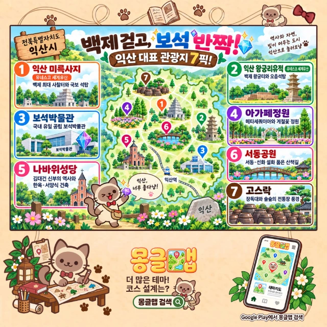백제 걷고, 보석 반짝! 익산 대표 관광지 7픽! 인포그래픽