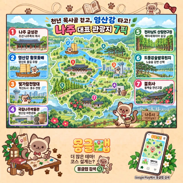 천년 목사골 걷고, 영산강 타고! 나주 대표 관광지 7픽 인포그래픽