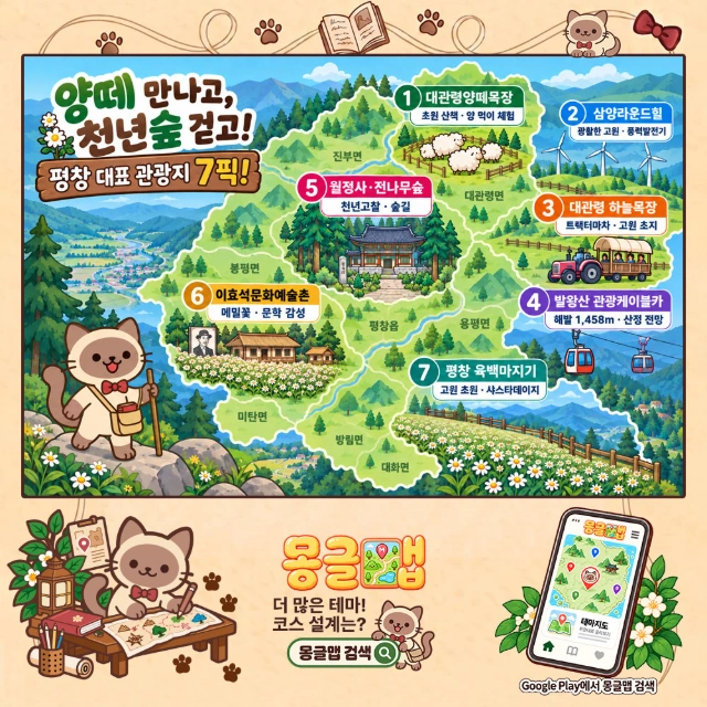 양떼 만나고, 천년숲 걷고! 평창 대표 관광지 7픽! 인포그래픽