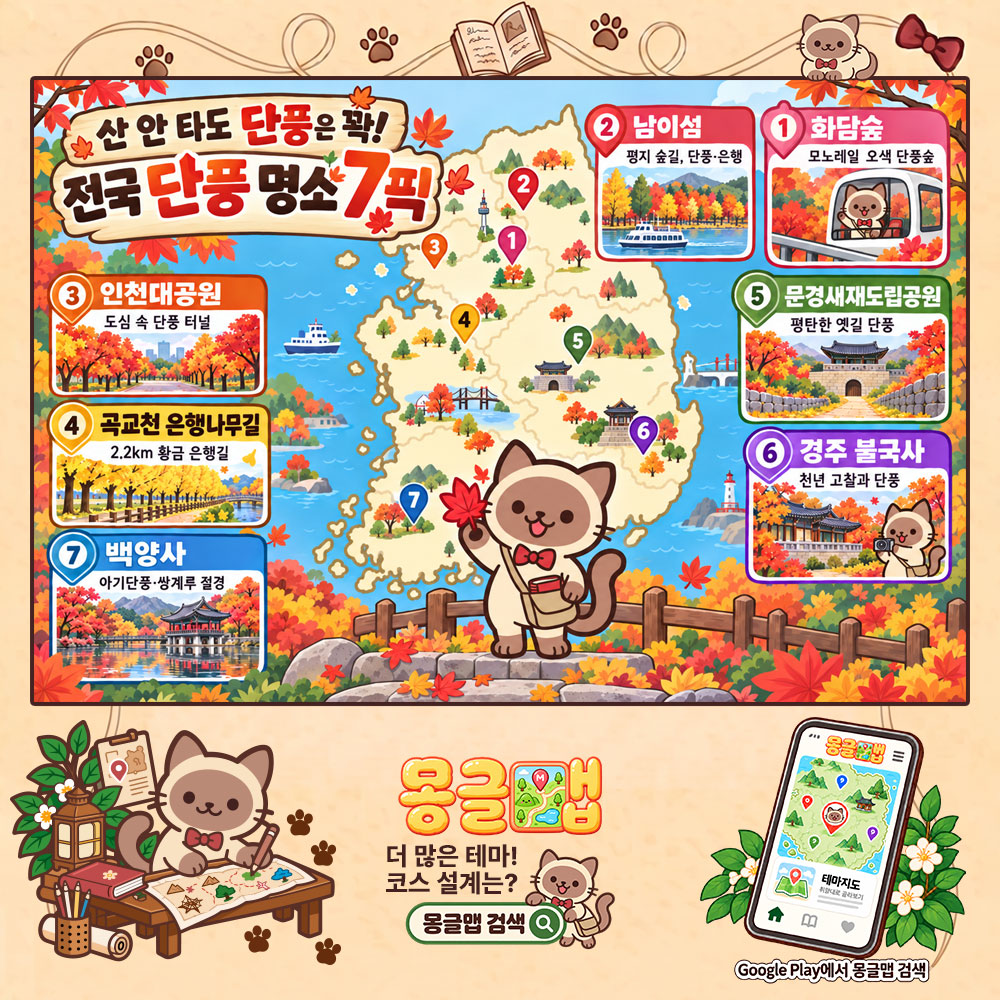 산 안 타도 단풍은 꽉! 전국 단풍 명소 7픽 테마지도
