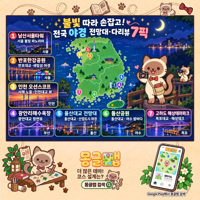 불빛 따라 손잡고! 전국 야경 전망대·다리뷰 7픽 인포그래픽