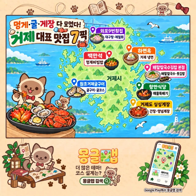 멍게·굴·게장 다 모였다! 거제 대표 맛집 7픽 인포그래픽