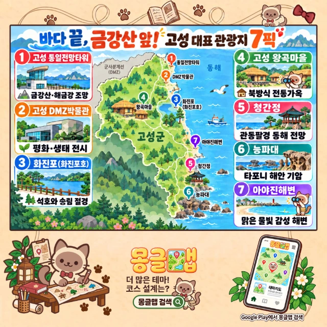 바다 끝, 금강산 앞! 고성 대표 관광지 7픽 인포그래픽