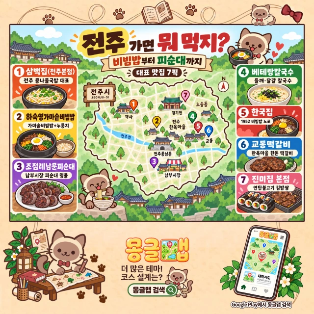 전주 가면 뭐 먹지? 비빔밥부터 피순대까지 대표 맛집 7픽 인포그래픽