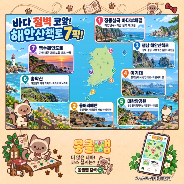 바다 절벽 코앞! 해안산책로 7픽! 인포그래픽