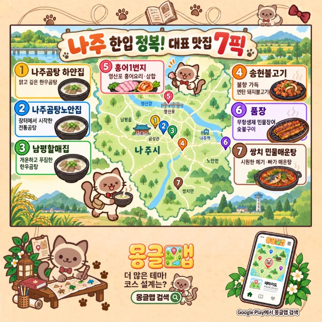 나주 한입 정복! 대표 맛집 7픽 인포그래픽