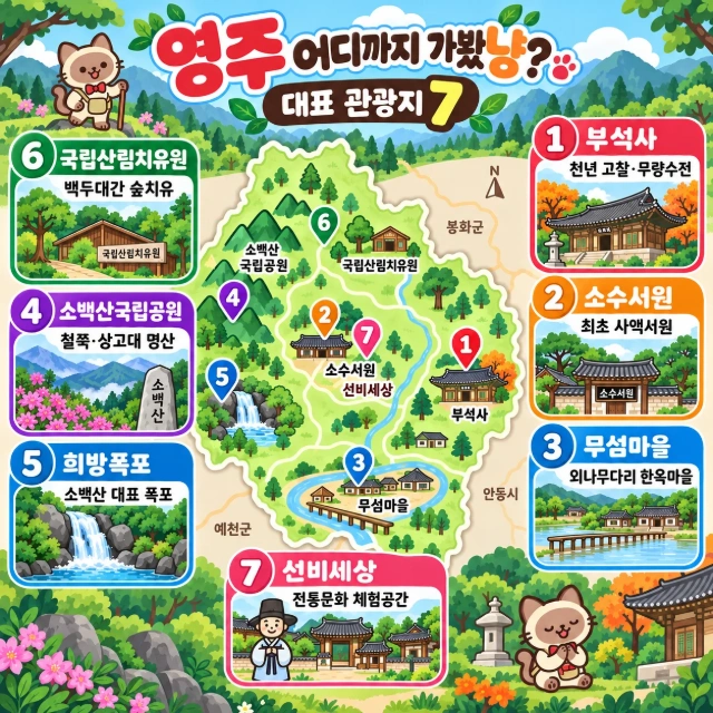 영주 어디까지 가봤냥? 대표 관광지 7 인포그래픽
