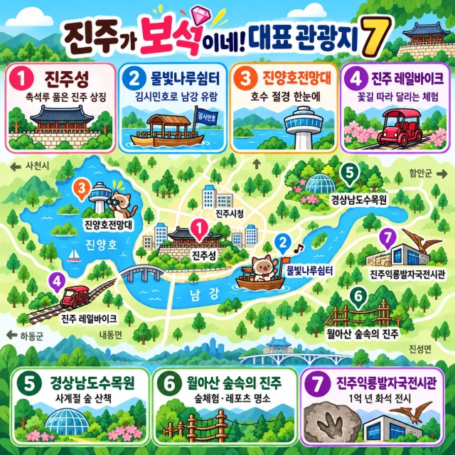 진주가 보석이네! 대표 관광지 7 인포그래픽