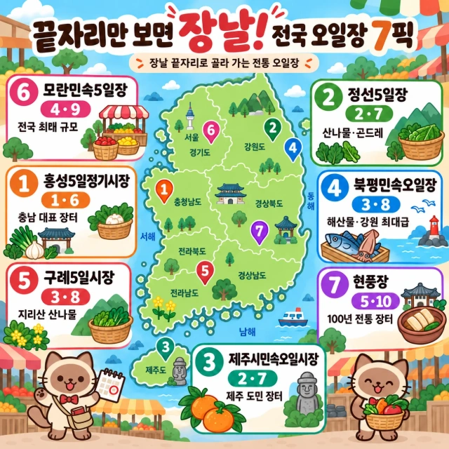 끝자리만 보면 장날! 전국 오일장 7픽 인포그래픽