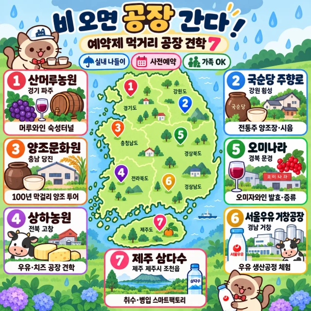 비 오면 공장 간다! 예약제 먹거리 공장 견학 7 인포그래픽