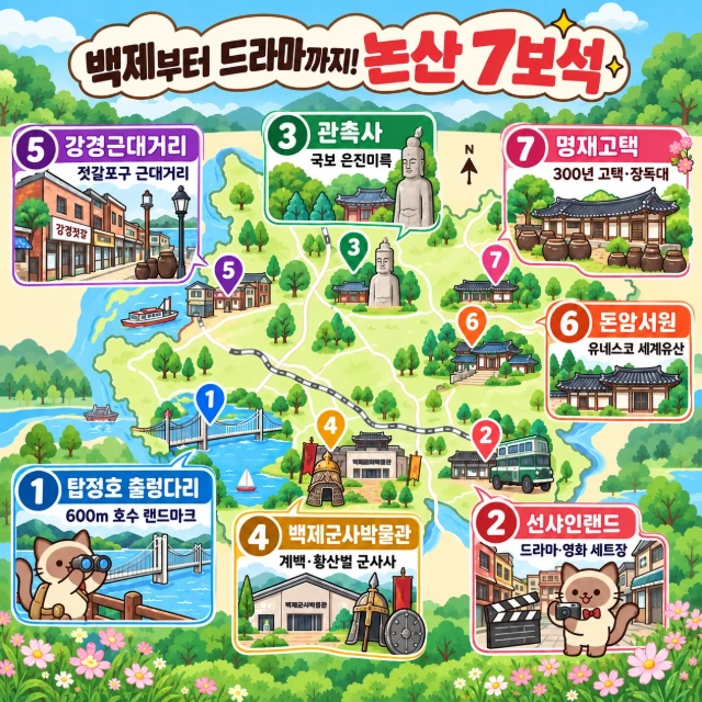 백제부터 드라마까지! 논산 7보석 인포그래픽