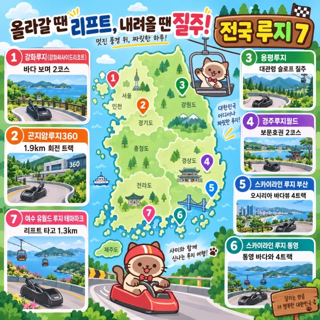 올라갈 땐 리프트, 내려올 땐 질주! 전국 루지 7 인포그래픽